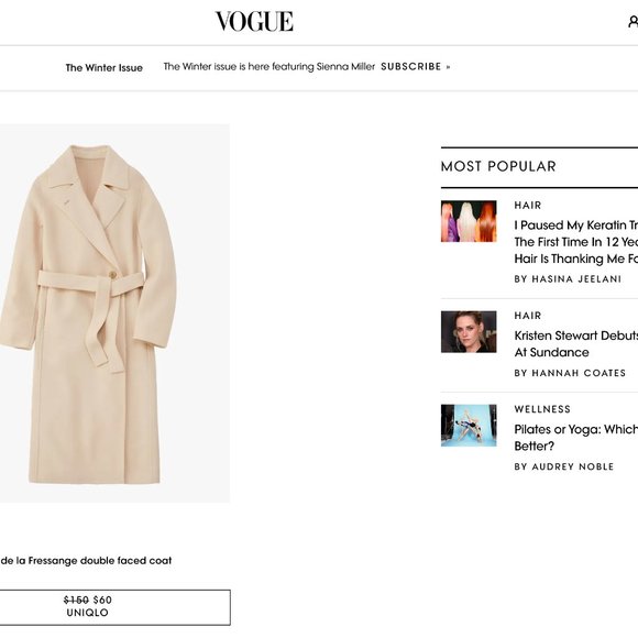 Uniqlo Ines de la Fressange Double faced Wool Coat - Picture 2 of 6